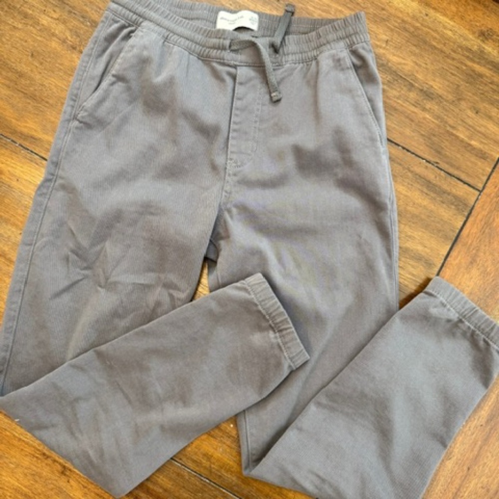 NEW abercrombie Kids Twill Joggers Pants - DARK GREY - Size 13/14